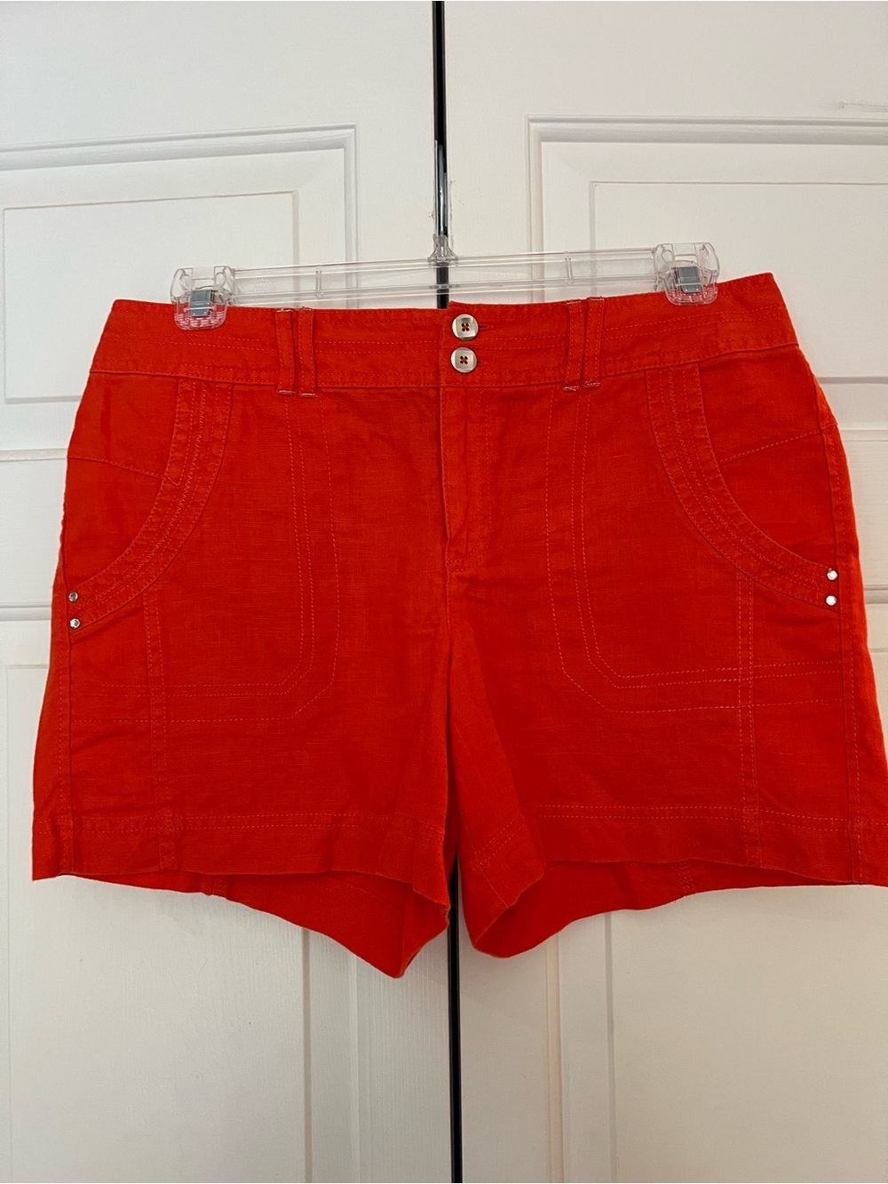 INC International Concepts 100% Linen Orange Shorts Size 6